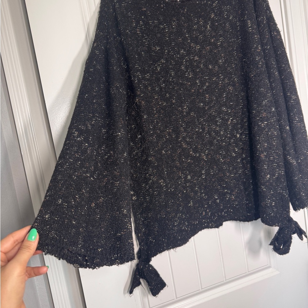 Max Studio Black Sweater with Tassel Accents